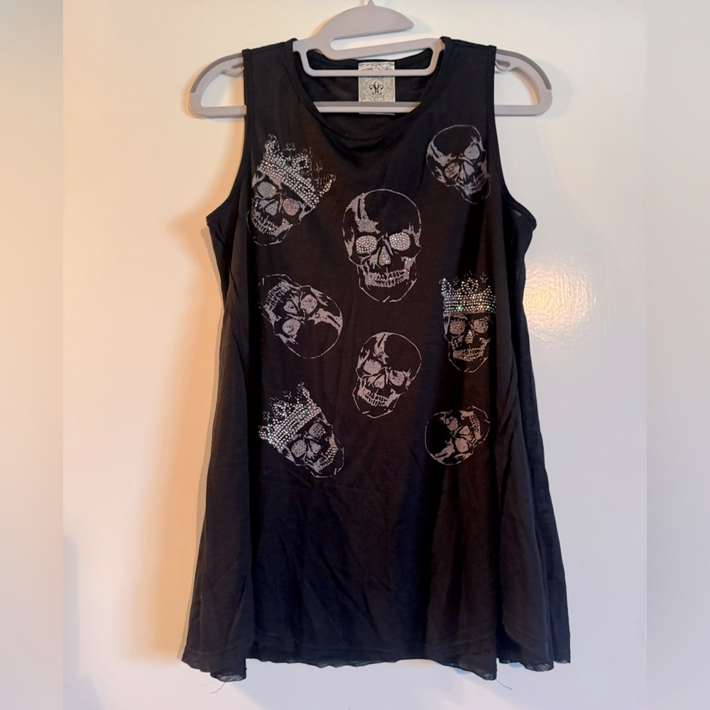 NWOT Vocal Black Skull Tank Top with rhinestone details
